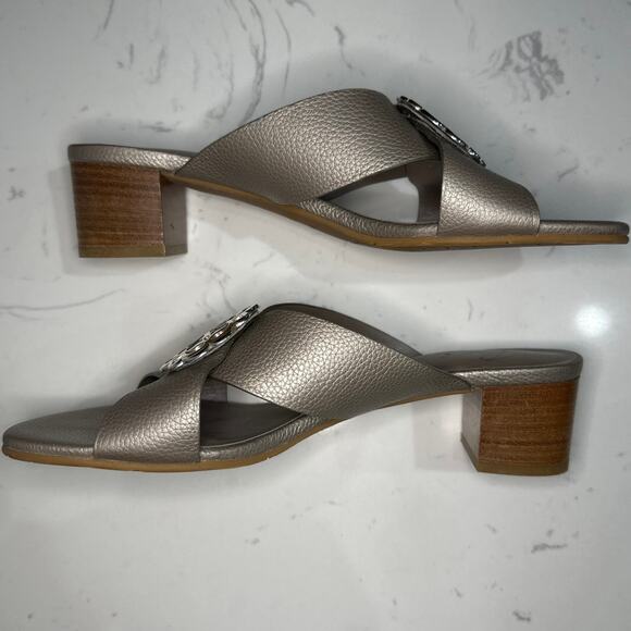 Brighton Women's Alison Zinc Pearl Ferrara Block Heel Sandal, Size 8, Like New - Picture 9 of 14